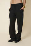 Black Relaxed-Fit Trousers With Elasticated Hems