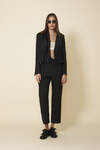 Black Wool Pants With Chain Detail at the Waist