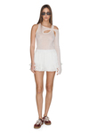 Cotton Off White Pleated Shorts
