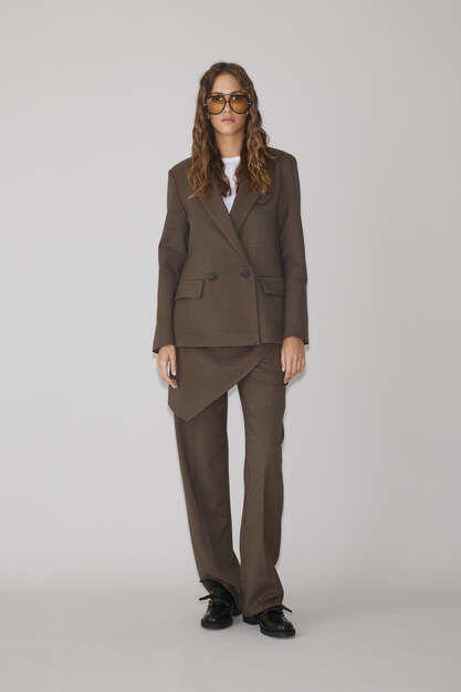 Brown Oversized Blazer With Vest Type Back