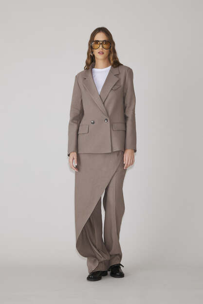 Brown Oversized Blazer With Vest Type Back