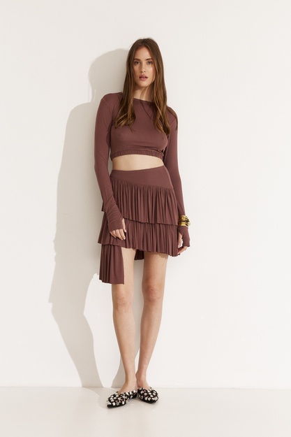 Mauve Long Sleeve Cropped Top - SS25