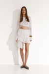 White Pleated Mini Skirt with Asymmetric Hem - SS25