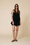 Black Cotton Top With Lace Inserts - SS25