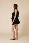 Black Cotton Top With Lace Inserts - SS25