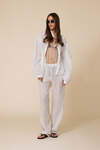 Loose-Fit White Blouse With Voluminous Balloon Sleeves With Wide Cuffs - SS25