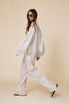 Loose-Fit White Blouse With Voluminous Balloon Sleeves With Wide Cuffs - SS25