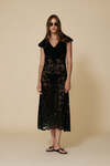 Black Midi Lace Dress With Ruffled Neckline - SS25