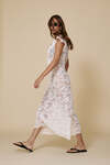 White Midi Lace Dress With Ruffled Neckline - SS25
