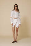 White Linen Cropped Shirt With Lace - SS25