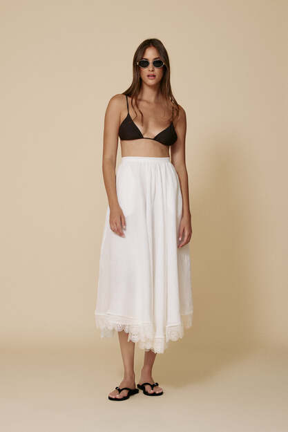 White Midi Skirt With Lace