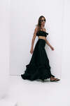 Black Silk Maxi Skirt With Ruffles