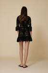 Black Mini Lace Dress With Three-Guarter Flared Sleeves