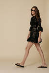 Black Mini Lace Dress With Three-Guarter Flared Sleeves