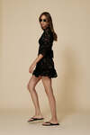 Black Mini Lace Dress With Three-Guarter Flared Sleeves