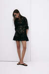 Black Mini Lace Dress With Three-Guarter Flared Sleeves
