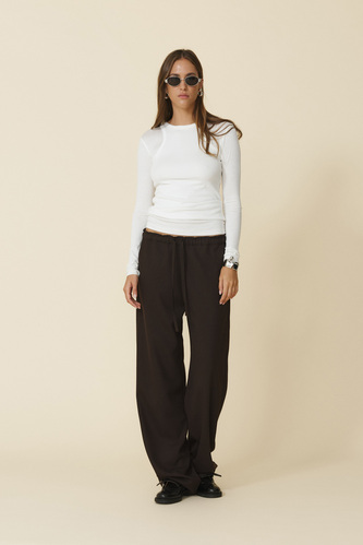 Brown Relaxed-Fit Trousers With Elasticated Hems - FW25 - PNK Casual