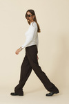 Brown Relaxed-Fit Trousers With Elasticated Hems - FW25