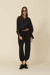 Black Relaxed-Fit Pants With Silk Insert At The Waistband - FW25
