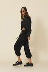 Black Relaxed-Fit Pants With Silk Insert At The Waistband - FW25
