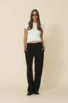 Black Casual Pants With Lace Inserts - FW25