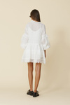 White Linen Mini Dress With Lace Inserts
