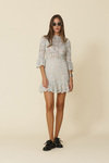 Light Green Mini Lace Dress With Three-Guarter Flared Sleeves