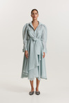 Aqua Ruffled Linen Midi Dress