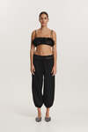 Black Viscose Pants With Lace Insert At The Waistband - FW25