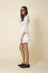 White Mini Lace Dress With Three-Guarter Flared Sleeves