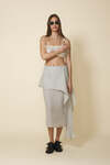 Light-Gray Midi Skirt With An Asymmetric Cut And Soft Side Draping - FW25