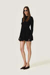 Black Dress WIth Long Sleeves And Adjustable Waist Tie - SS26