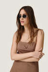 Brown Dress featuring a discreet wire inserted into the hem - SS26
