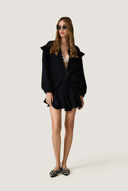 Black Oversized Cotton Blouse