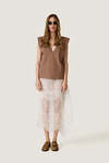 Brown Neckline Top With Oversized Shoulders