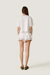 White cropped T-shirt with a patch pocket and side slits - SS26