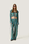 Silk-Viscose Blouse with Turquoise Stripes - Limited Edition
