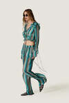 Silk-Viscose Blouse with Turquoise Stripes - Limited Edition