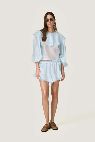 Flowy baby blue chiffon shorts - SS26 - PNK Casual