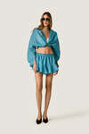 Turquoise Linen Wrap Top