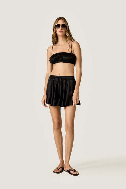 Silk Cropped Top with Thin Straps