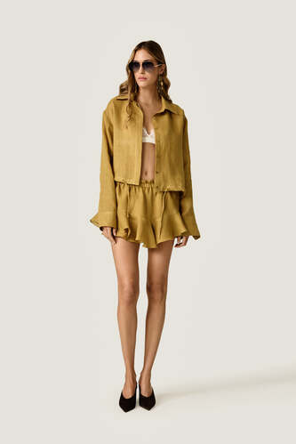 Relaxed-Fit Shirt with Adjustable Drawstring Hem - PNK Casual