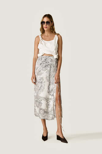 Wrap Printed Satin Skirt - PNK Casual