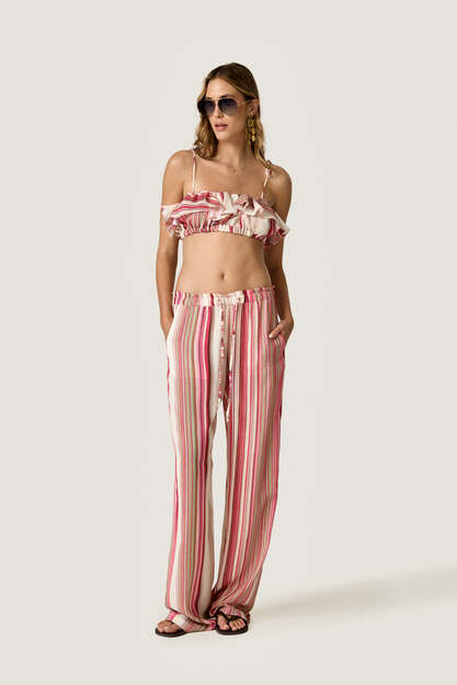 Wide-Leg Striped Trousers