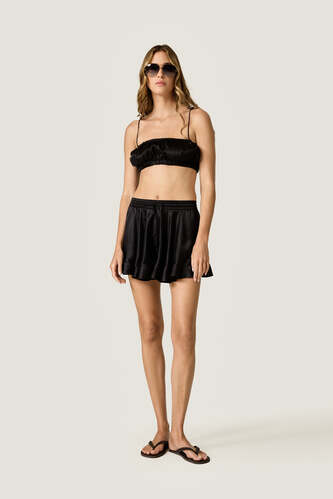 Black Silk Shorts with Fluid Silhouette - PNK Casual