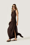 Open-Back Maxi Dress with Draped Waist