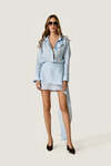 Blue loose dress with an asymmetric cut and flowing side detail