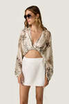 Wrap Mini Skirt with Side Tie Closure