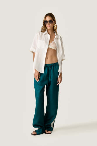 Wide-Leg Trousers with Contrast Side Panel - PNK Casual