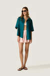 Linen Green Oversized Shirt with Fluid Silhouette